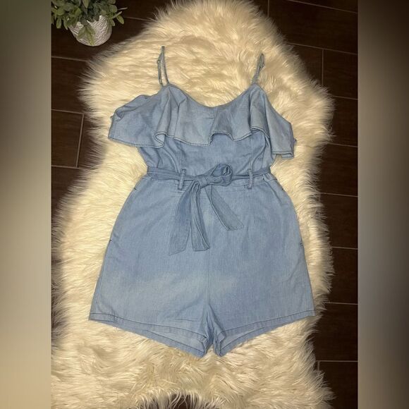 GB chambray sleeveless romper sz Large - Picture 1 of 6